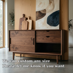 Mid Century Solid Wood Console Cabinet with Sliding Door and Drawers - view 6 of 7