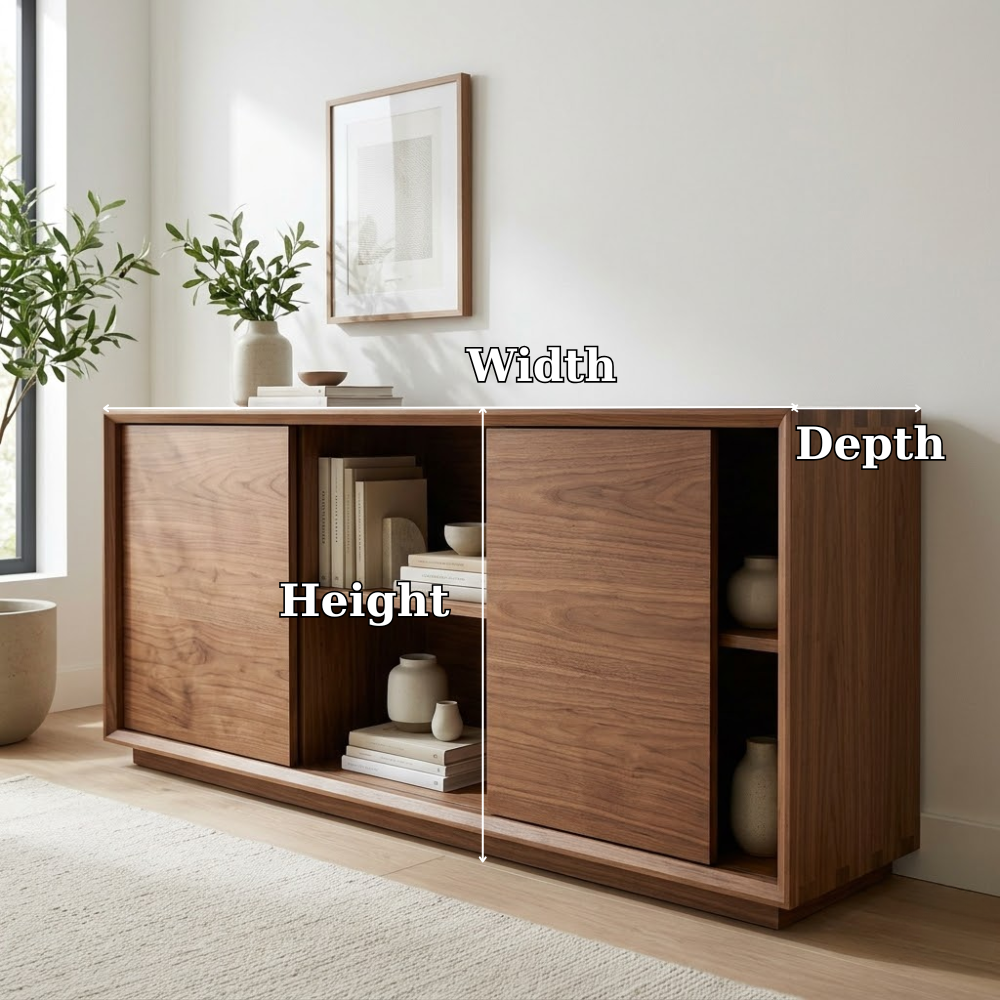 Walnut Console Cabinet with Sliding Doors – Modern Wood Storage Sideboard - view 7 of 7