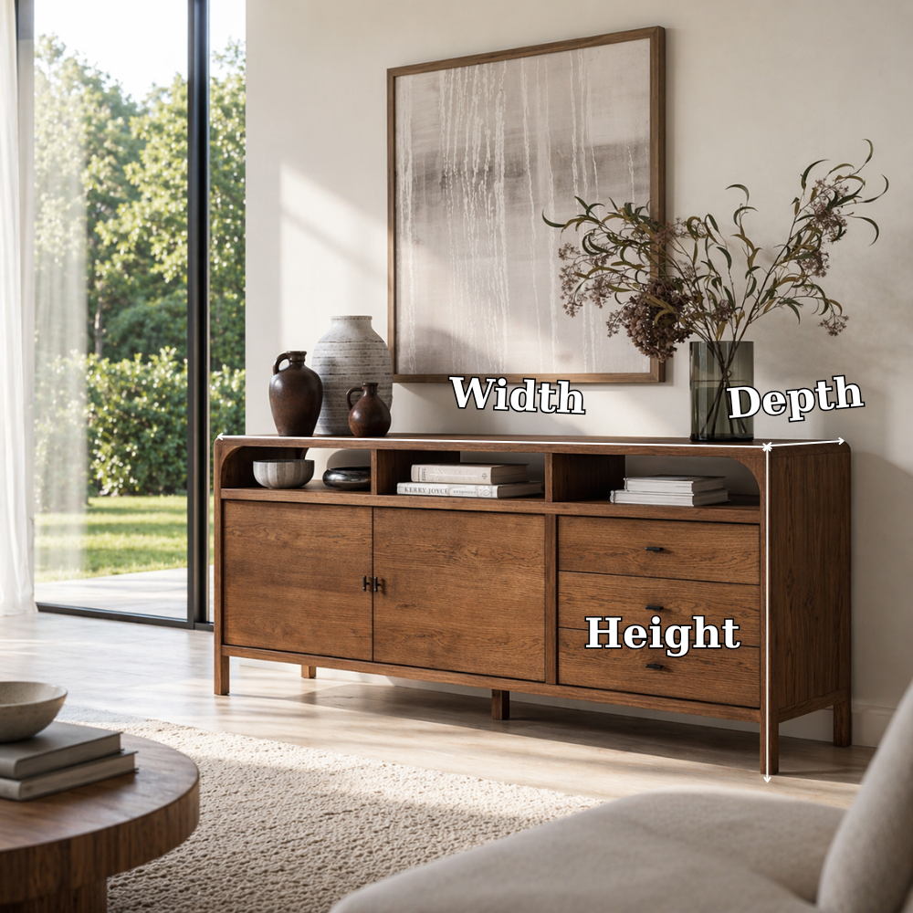 Modern Solid Wood Console Sideboard – Walnut Storage Cabinet for Living Room - view 6 of 7