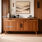 Mid-Century Solid Wood Console Cabinet with 2 Drawers and 4 Doors Storage - view 7 of 7
