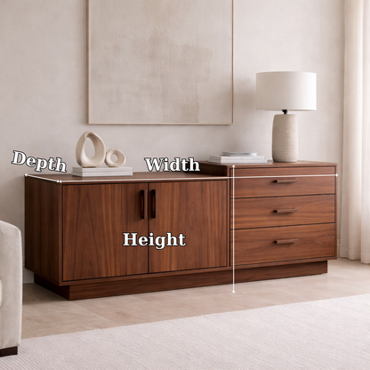 Solid Wood Sideboard Cabinet with 3 Drawers and Double Door Storage - view 7 of 7