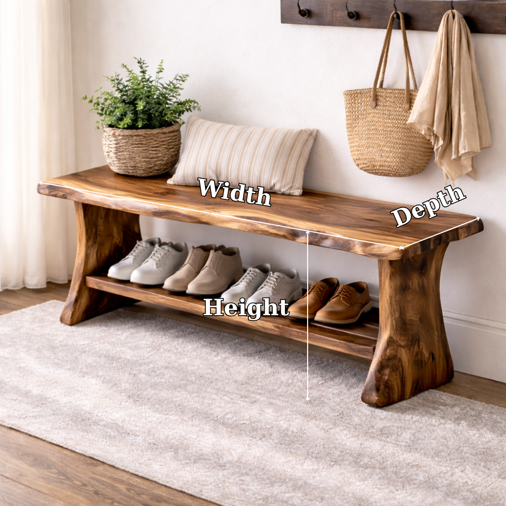Solid Wood Entryway Bench with Shoe Storage | Rustic Bench for Hallway - view 7 of 7
