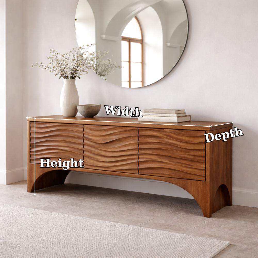 Solid Wood Console Table with Wave Front Drawers – Modern Entryway Storage Cabinet - view 7 of 7