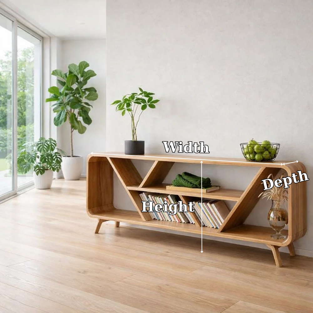 Open Shelf Sideboard Cabinet with Geometric Design – Modern Display Storage Console - view 7 of 7