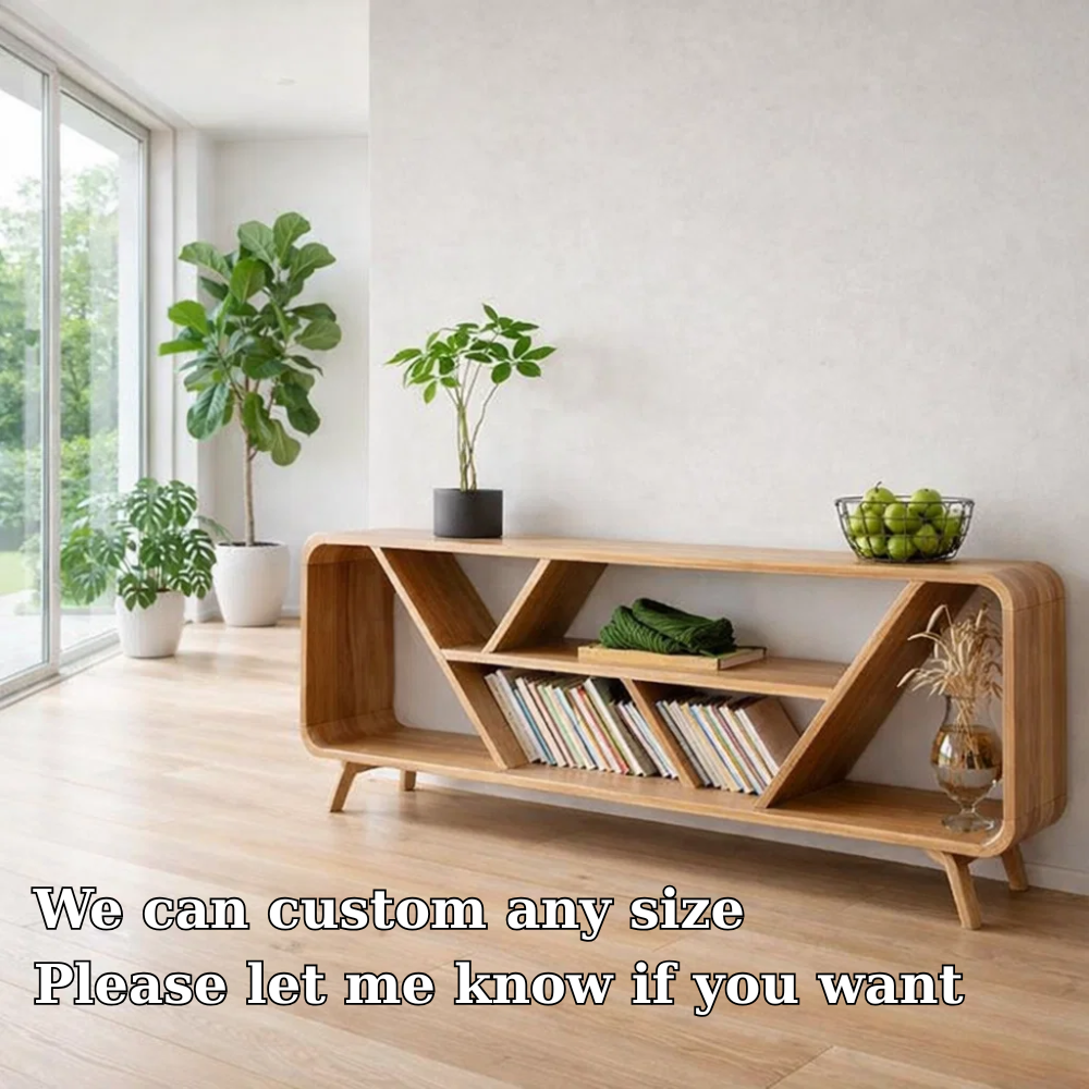 Open Shelf Sideboard Cabinet with Geometric Design – Modern Display Storage Console - view 6 of 7