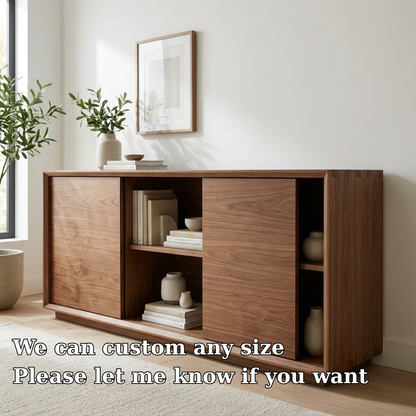 Walnut Console Cabinet with Sliding Doors – Modern Wood Storage Sideboard - view 6 of 7