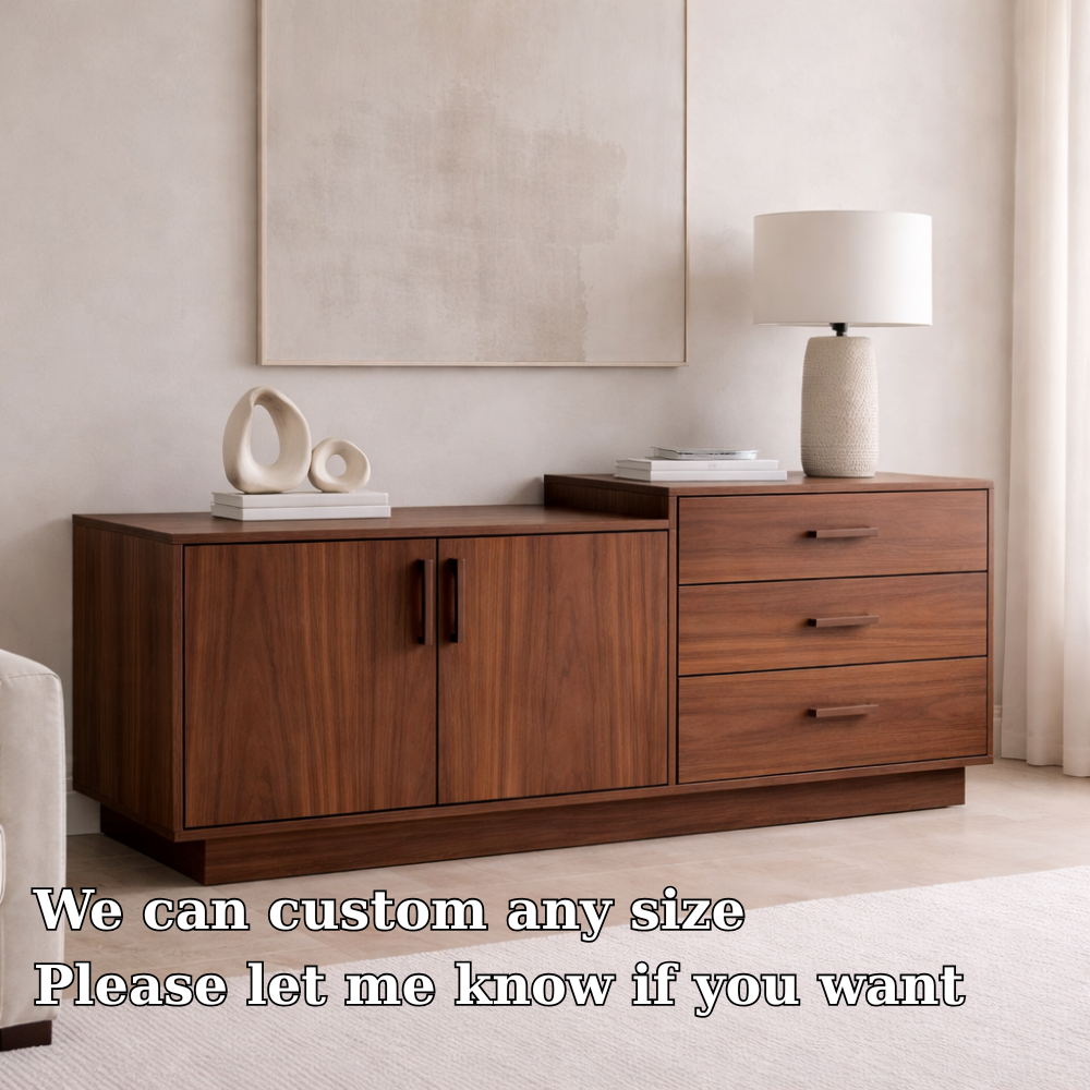 Solid Wood Sideboard Cabinet with 3 Drawers and Double Door Storage - view 6 of 7
