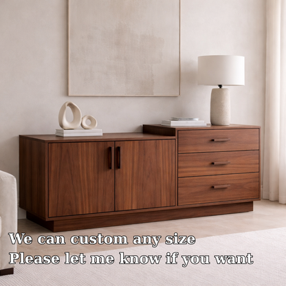 Solid Wood Sideboard Cabinet with 3 Drawers and Double Door Storage - view 6 of 7