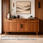 Mid-Century Solid Wood Console Cabinet with 2 Drawers and 4 Doors Storage - view 5 of 7