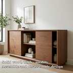 Walnut Console Cabinet with Sliding Doors – Modern Wood Storage Sideboard - view 5 of 7
