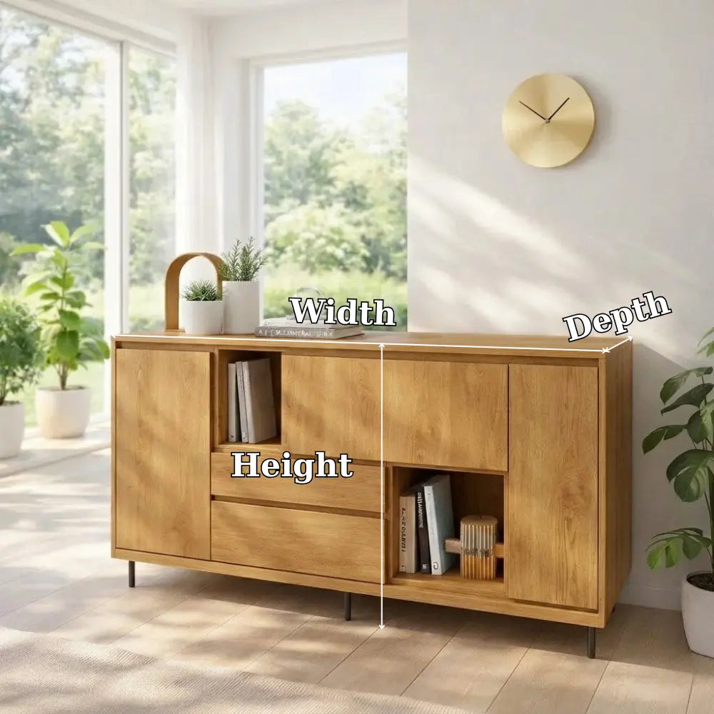 Modern Wood Console Table with Storage Cabinet & Shelves - view 7 of 7