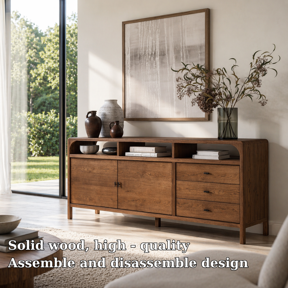 Modern Solid Wood Console Sideboard – Walnut Storage Cabinet for Living Room - view 5 of 7