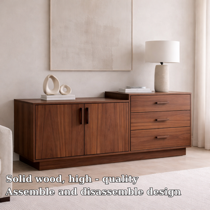 Solid Wood Sideboard Cabinet with 3 Drawers and Double Door Storage - view 5 of 7