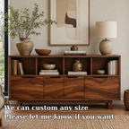 Mid Century Solid Wood Sideboard Cabinet with Drawers & Open Shelf Storage - view 7 of 7