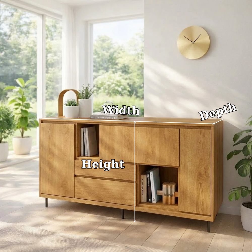 Modern Sideboard Cabinet with Drawers and Open Storage - view 7 of 7