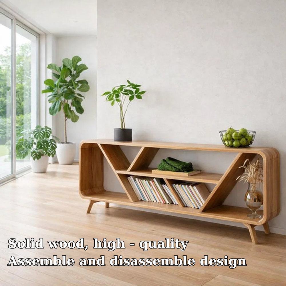 Open Shelf Sideboard Cabinet with Geometric Design – Modern Display Storage Console - view 5 of 7
