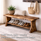 Solid Wood Entryway Bench with Shoe Storage | Rustic Bench for Hallway - view 5 of 7