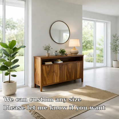 Solid Wood Sideboard Console with Cabinet Doors & Shelf, Modern Storage Cabinet - view 6 of 7