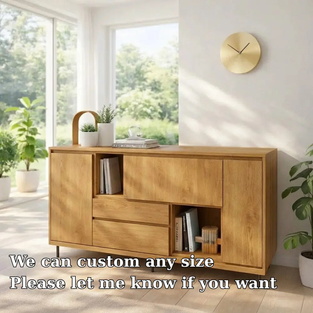 Modern Wood Console Table with Storage Cabinet & Shelves - view 6 of 7