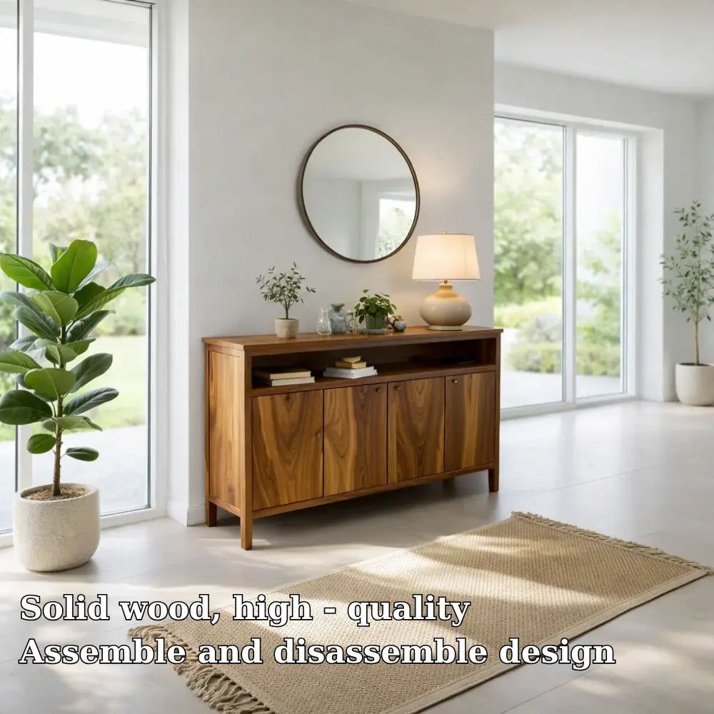 Modern Console Table with Cabinet Doors & Open Shelf - view 5 of 7