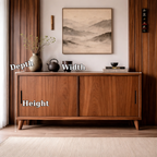Solid Wood Console Cabinet with Sliding Doors – Modern Minimalist Storage Sideboard - view 7 of 7