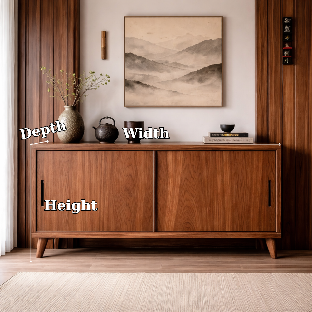 Solid Wood Console Cabinet with Sliding Doors – Modern Minimalist Storage Sideboard - view 7 of 7