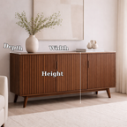 Solid Wood Fluted Console Cabinet with Doors – Modern Storage Sideboard - view 7 of 7