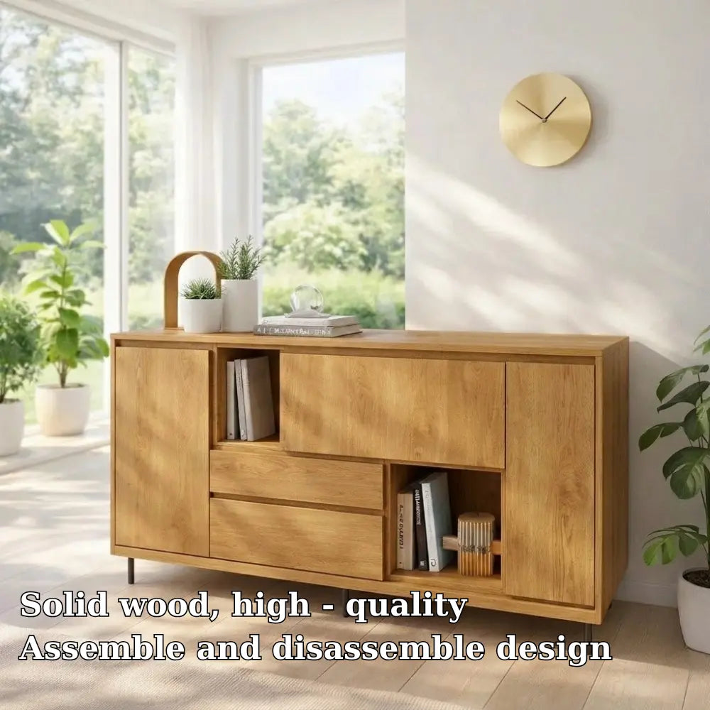 Modern Wood Console Table with Storage Cabinet & Shelves - view 5 of 7