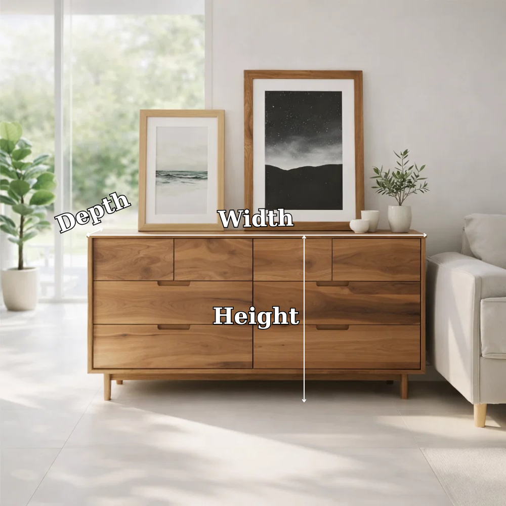 Solid Wood Sideboard Console with Drawers, Modern Storage Cabinet for Living Room - view 7 of 7