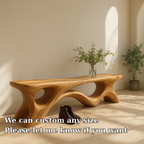 Solid Wood Entryway Bench with Sculptural Base – Modern Organic Wooden Bench - view 5 of 7