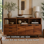 Mid Century Solid Wood Console Cabinet with Drawers & Open Shelf Storage - view 7 of 7