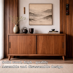 Solid Wood Console Cabinet with Sliding Doors – Modern Minimalist Storage Sideboard - view 5 of 7