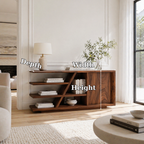 Solid Wood Console Sideboard with Open Shelves – Modern Walnut Storage Cabinet - view 7 of 7