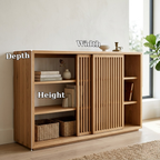 Solid Oak Console Cabinet with Sliding Slatted Doors – Modern Storage Sideboard - view 7 of 7