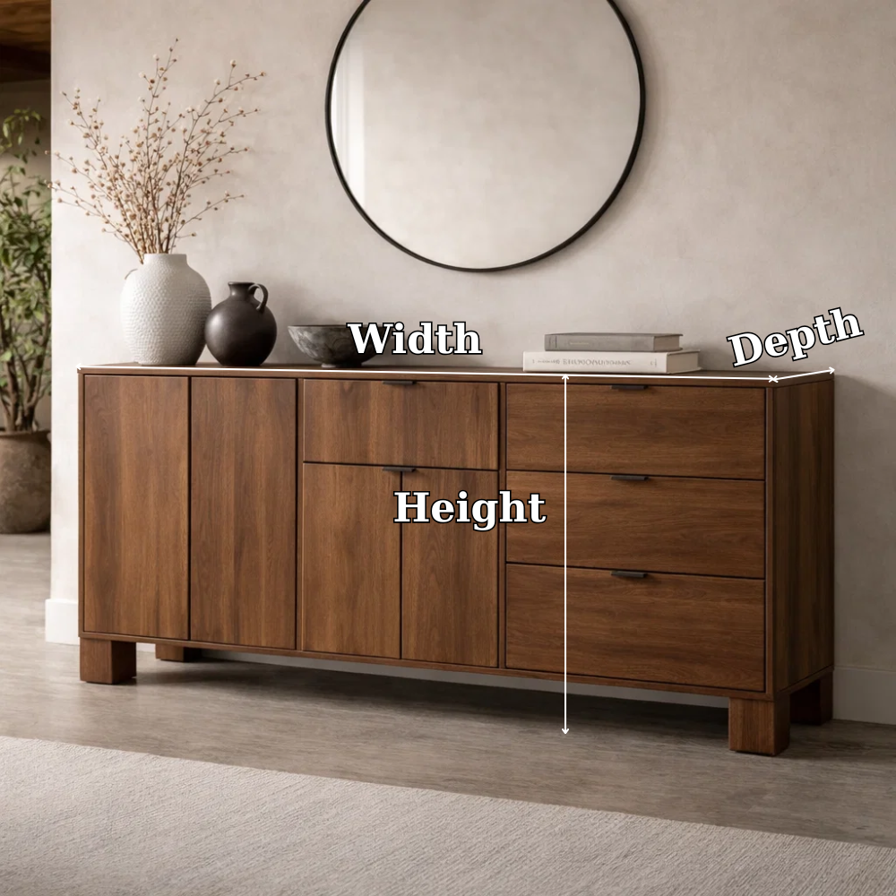 Modern Solid Wood Console Cabinet with Drawers and Doors Storage - view 7 of 7