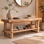 Solid Oak Entryway Bench with Storage Shelf | Modern Hallway Seating - view 7 of 7