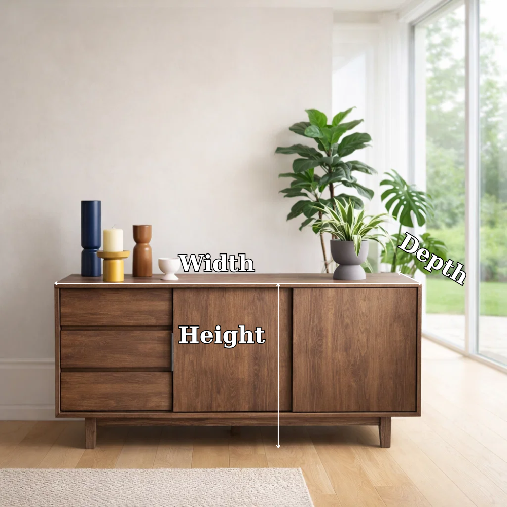 Scandinavian Style Sideboard Cabinet with Sliding Doors and Drawers – Storage Unit - view 7 of 7