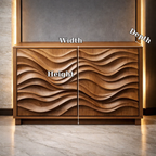 Wave-Pattern Solid Wood Console Cabinet - Modern Home Storage - view 7 of 7