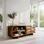Solid Wood Sideboard Console with Wave Carved Door & Open Shelf Storage - view 7 of 7