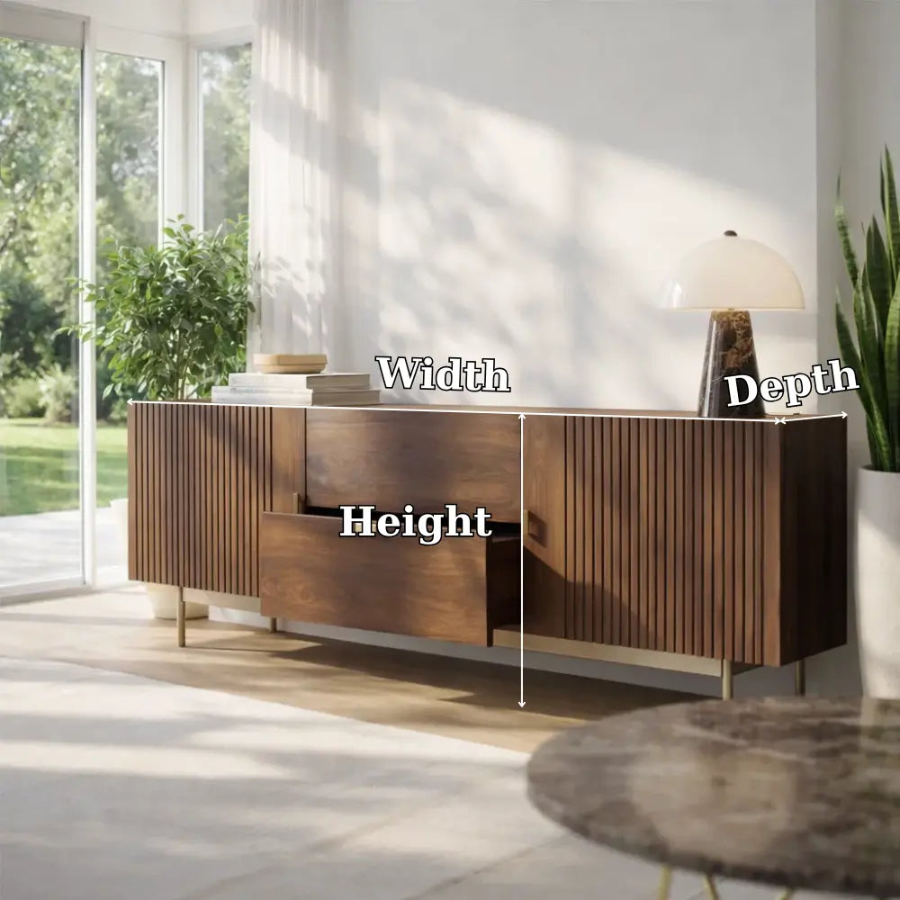 Modern Console Table with Fluted Doors & Center Drawer - view 7 of 7