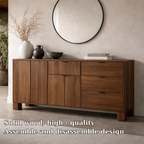 Modern Solid Wood Console Cabinet with Drawers and Doors Storage - view 5 of 7