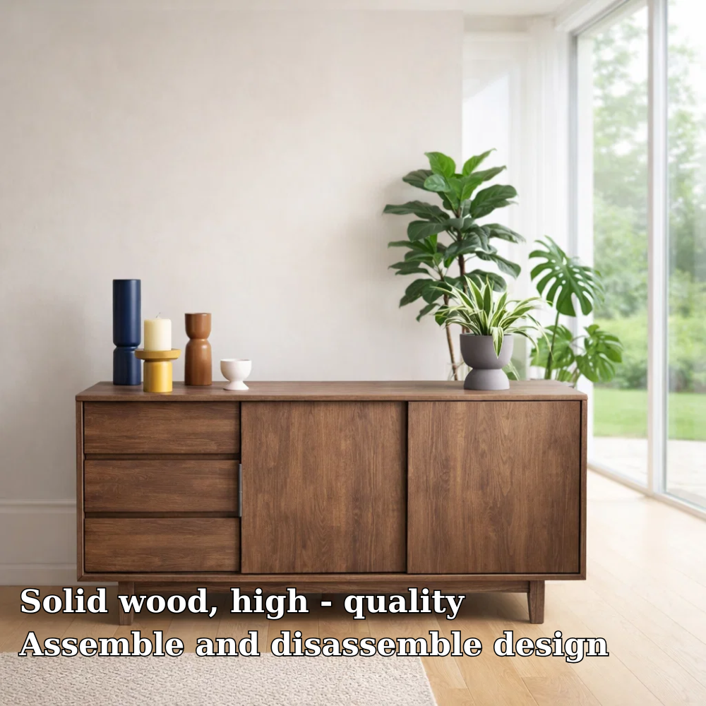 Scandinavian Style Sideboard Cabinet with Sliding Doors and Drawers – Storage Unit - view 5 of 7