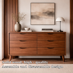 Solid Wood Console Cabinet with 6 Drawers – Modern Mid-Century Storage Sideboard - view 6 of 7