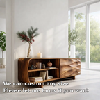 Solid Wood Sideboard Console with Wave Carved Door & Open Shelf Storage - view 6 of 7