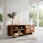Modern Console Table with Curved Frame & Carved Front Panel - view 5 of 7