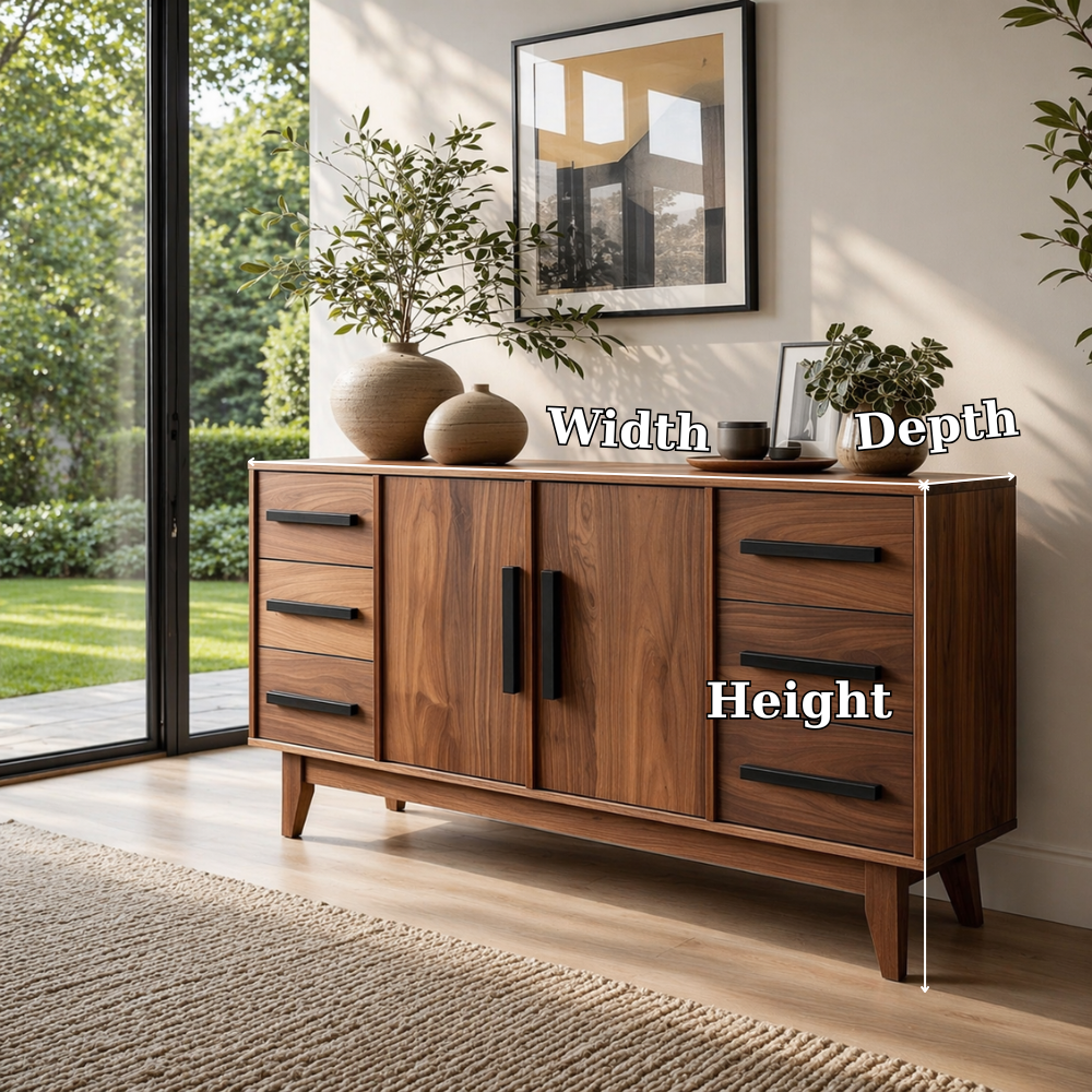 Modern Solid Wood Console Sideboard with Drawers – Walnut Storage Cabinet - view 7 of 7