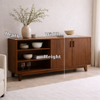 Modern Solid Wood Sideboard Console Cabinet with Open Shelf and Doors - view 7 of 7