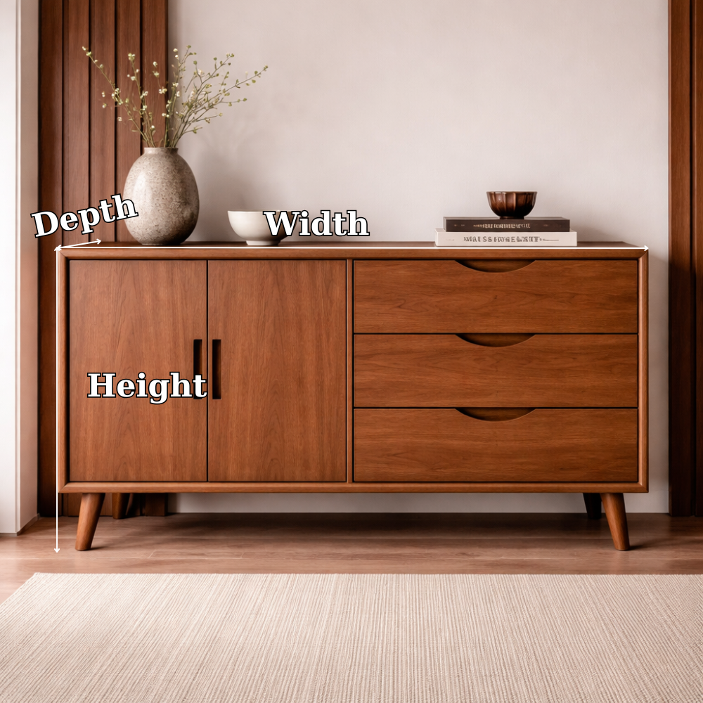 Solid Wood Console Cabinet with Drawers and Doors – Modern Storage Sideboard - view 7 of 7