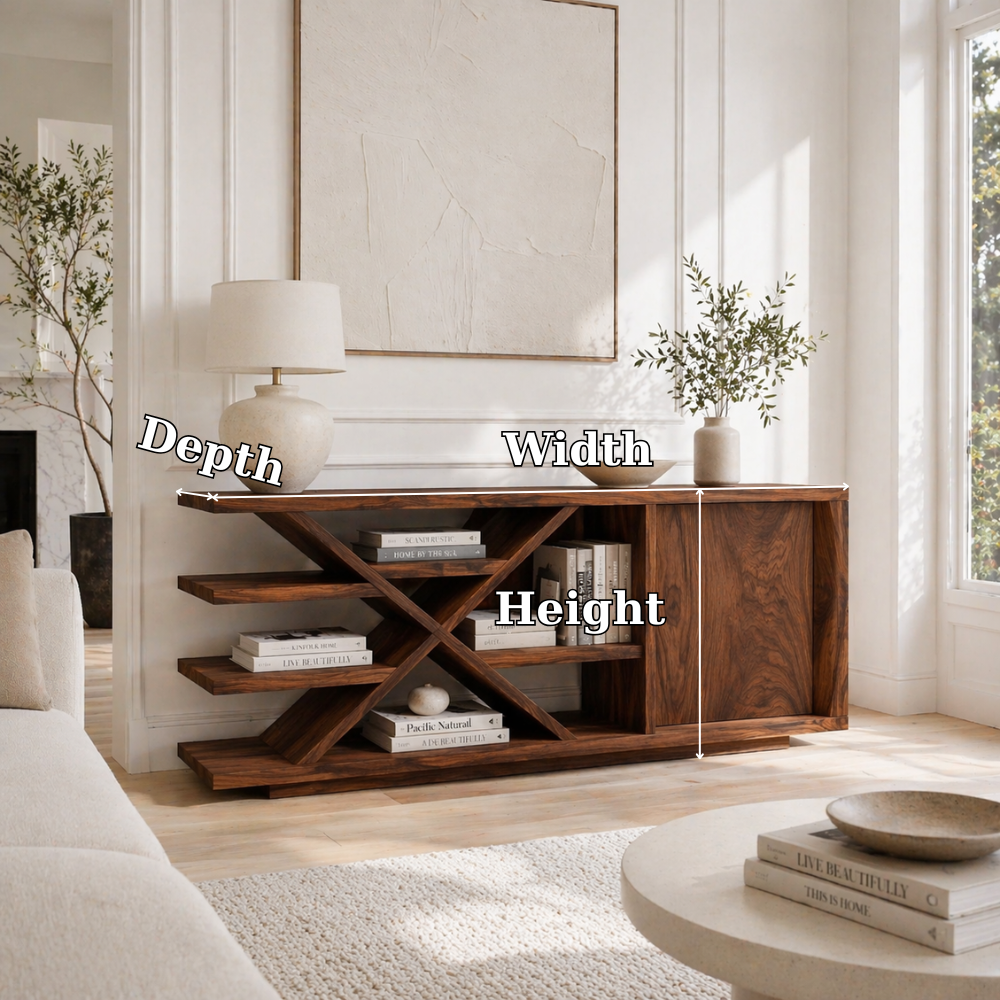Modern Solid Wood Console Sideboard – Minimalist Walnut Storage Cabinet - view 7 of 7