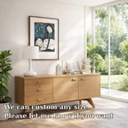 Solid Wood Modern Console Table Mid Century Sideboard with Storage - view 6 of 7